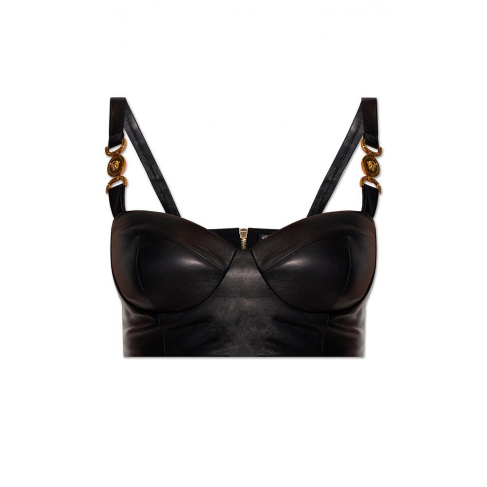 Versace - Medusa Lambskin Leather Bralette Top - IT 38